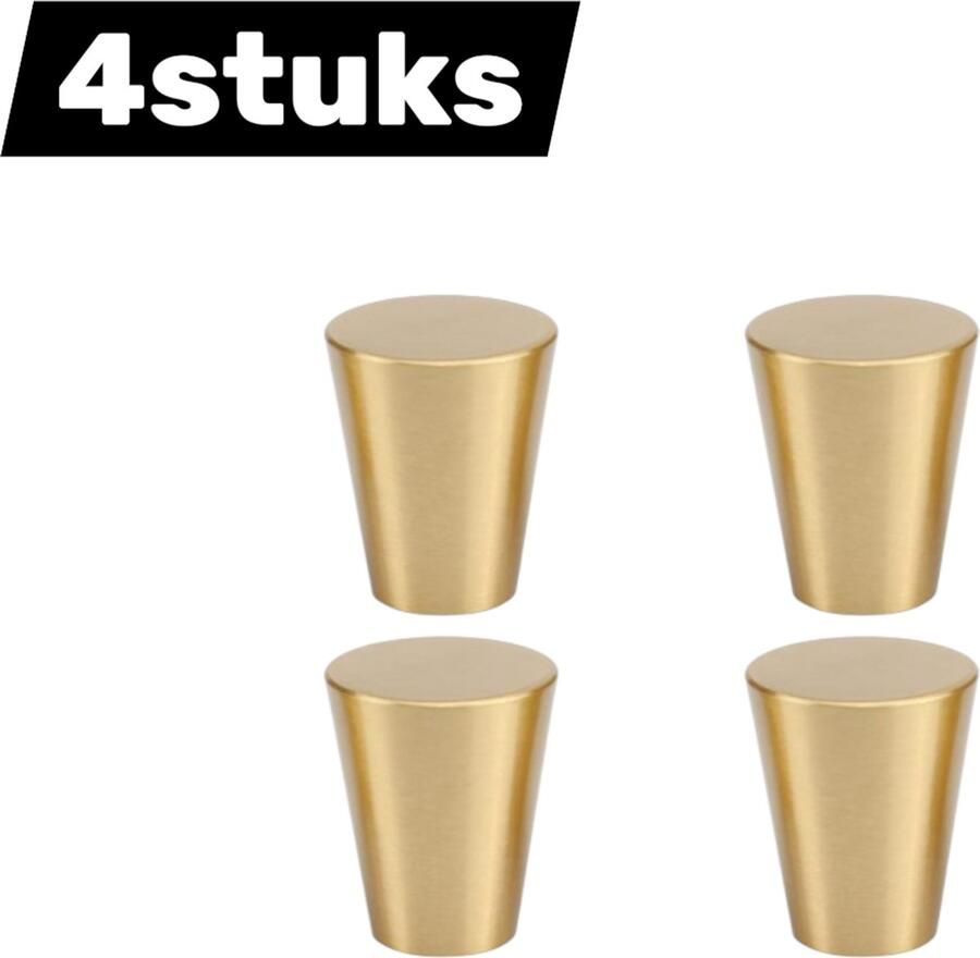 4stuks Handgreep Meubelgreep Massief messing Kastgreep taps toelopende greep Voor schoenenkasten boekenkasten laden handgrepen 2 5 x 2 5 x 3 cm Goud