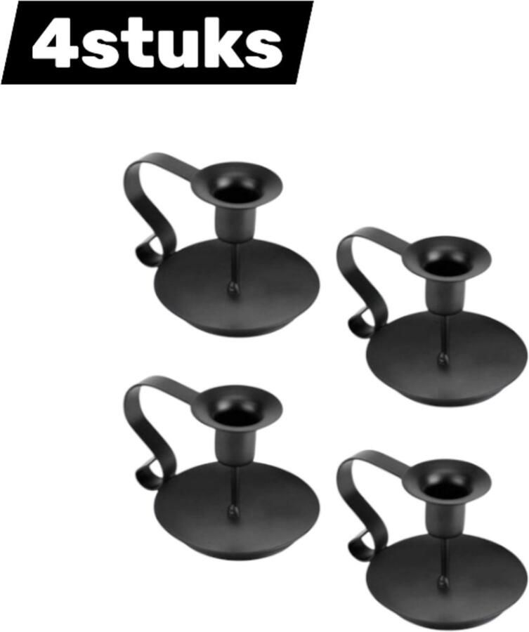 4stuks kandelaar IJzeren Kandelaar Sierlijke Kaarshouder voor op Tafel Romantische Sfeerverlichting voor Huis en Feest woondecoratie、feestdecoratie zwart