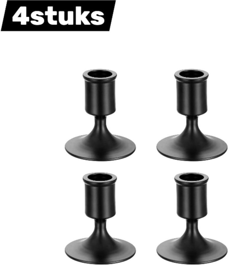 4stuks kandelaar Zwart Kandelaar moderne kandelaar Sfeerverlichting voor Eettafel Salon en Openhaard woondecoratie eettafel decoratie zwart