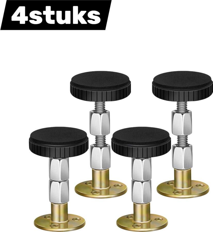 4stuks Verhoogmatras Metaal Verstelbaar 78-105 mm Geschikt voor bedden banken en tafels Antislip en stabiel Tafel- en bedsteunpoten Eenvoudige hoogteverstelling Zilver