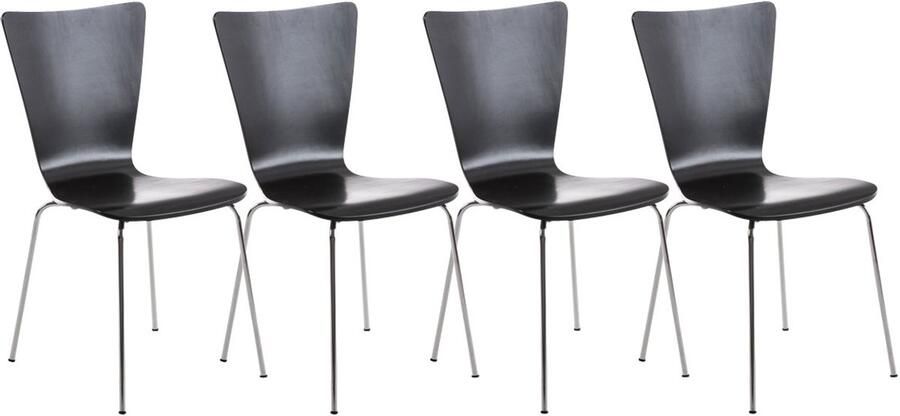 4x Bezoekersstoel Vergaderstoelen Ergonomische Zitting Stapelbaar Design