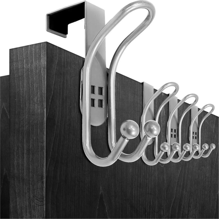 4x deurhaken dubbele kapstokhaken met schuimbescherming kamer- en kastdeur haken hangende kapstok haken zonder boren metalen handdoek- en jashouder deurkapstok opdekdeur