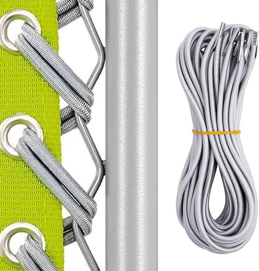 4x Elastisch reservekoord voor ligstoelen Grijs universeel vervangingsset voor klapstoelen