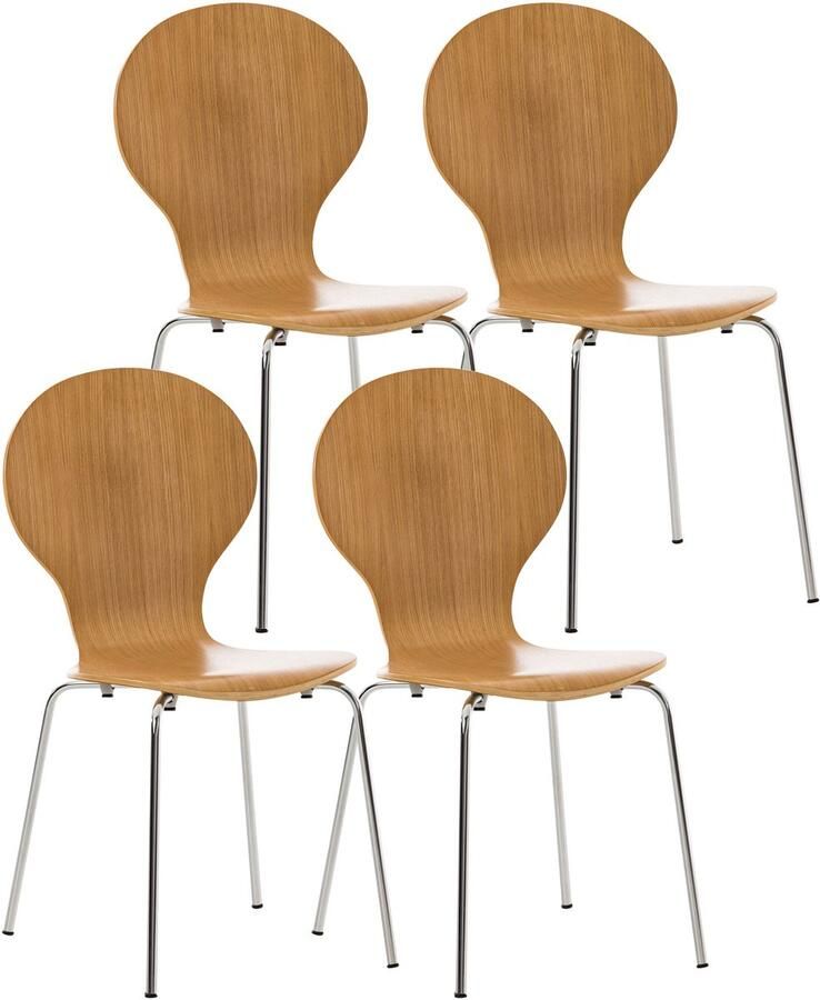 4x Ergonomische Stapelstoel Bezoekersstoel Ruimtebesparend Design