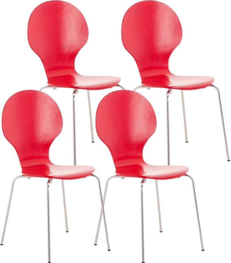 4x Ergonomische Stapelstoel Bezoekersstoel Ruimtebesparend Design