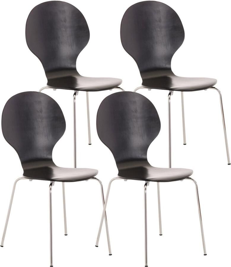 4x Ergonomische Stapelstoel Bezoekersstoel Ruimtebesparend Design