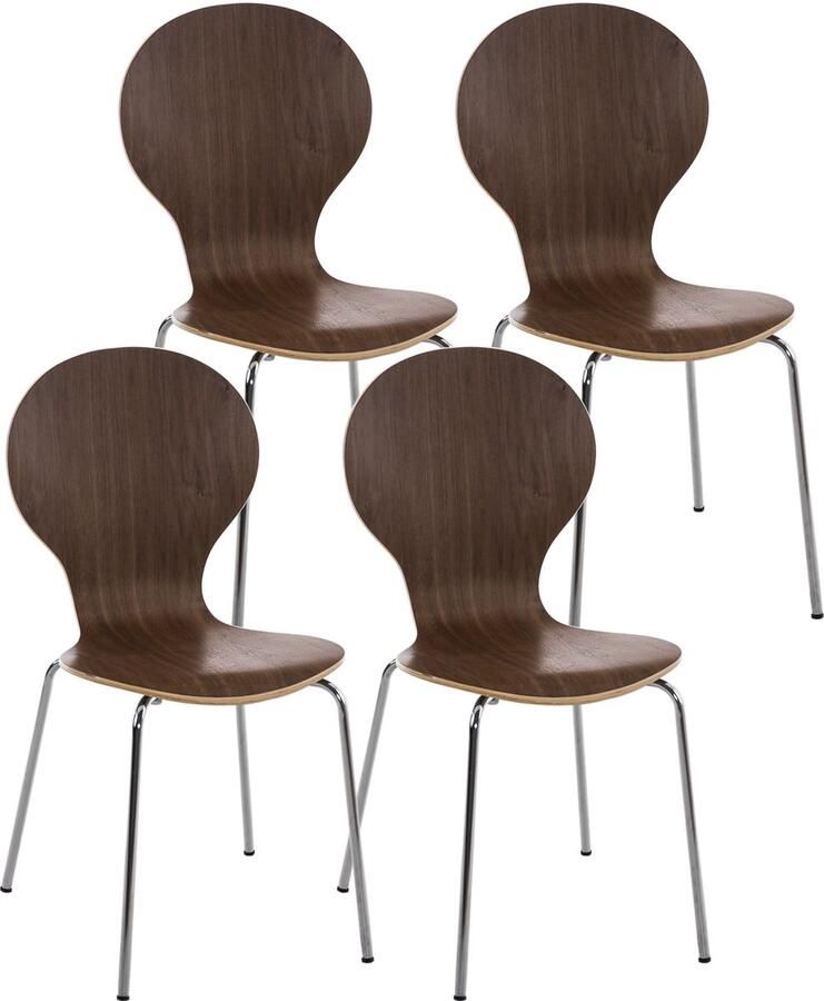4x Ergonomische Stapelstoel Bezoekersstoel Ruimtebesparend Design