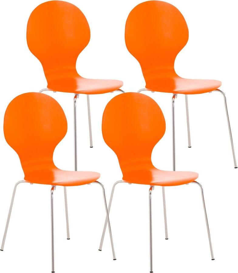 4x Ergonomische Stapelstoel Bezoekersstoel Ruimtebesparend Design