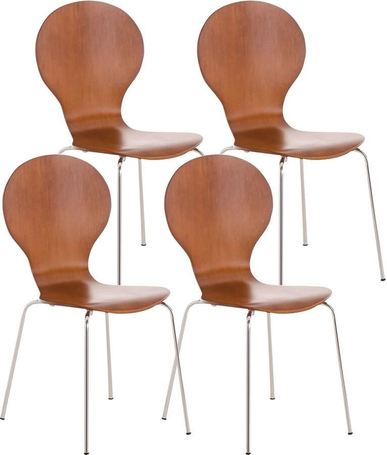 4x Ergonomische Stapelstoel Bezoekersstoel Ruimtebesparend Design