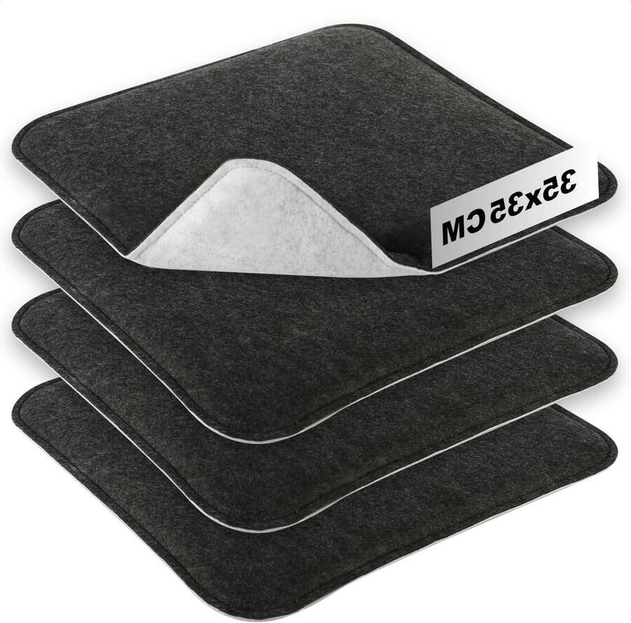 4x gevoerde zitkussens stoelkussens voor stoelen en banken zitkussenset van vilt hoekige zitkussenhoes voor eetkamer tuin terras balkon