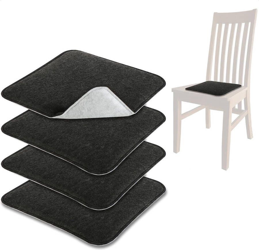 4x gevoerde zitkussens stoelkussens voor stoelen en banken zitkussenset van vilt hoekige zitkussenhoes voor eetkamer tuin terras balkon