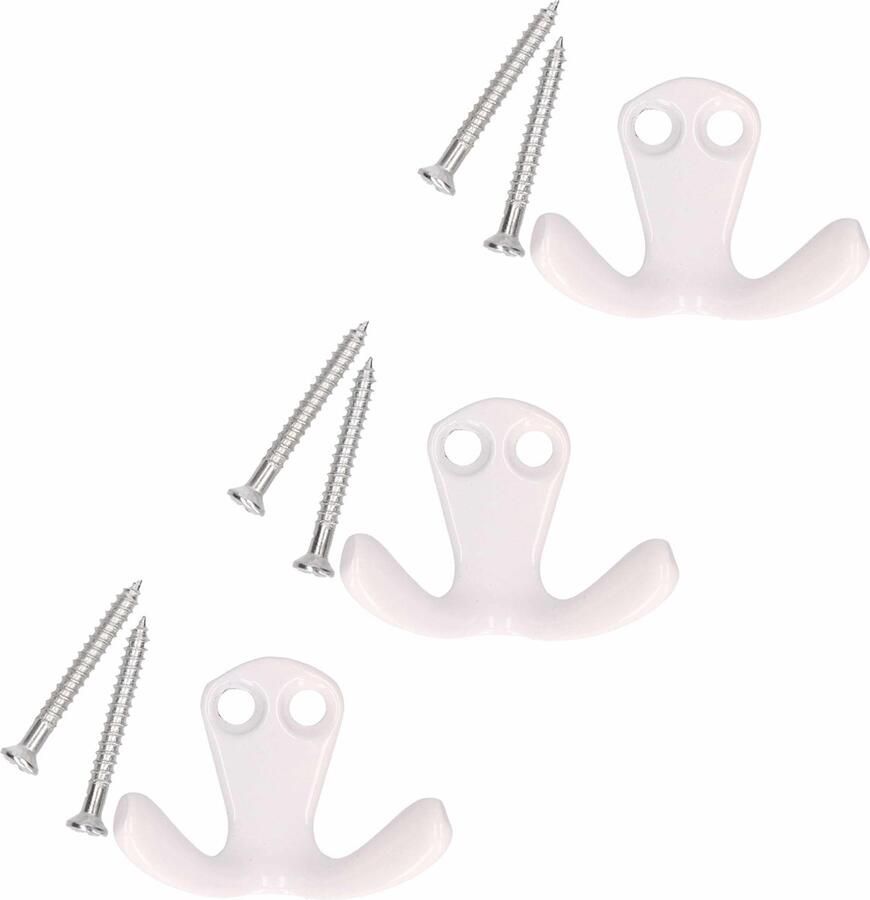 6x Luxe kapstokhaken jashaken wit metaal 4.5 x 2.8 cm kapstok metalen kapstokhaakjes garderobe haakjes