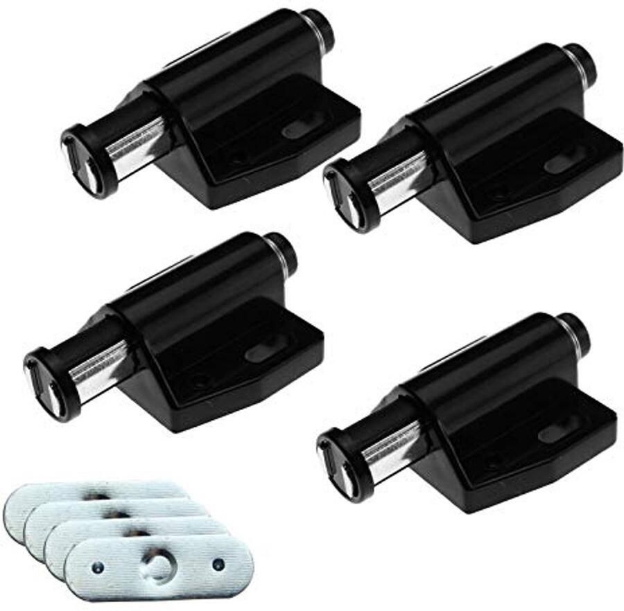 4x Magnetische Push to Open Touch Latch Catch Demper voor Kast en Lade Zwart