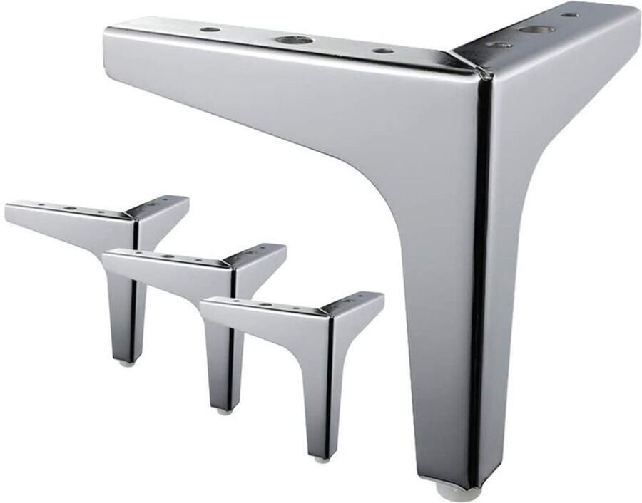4x Meubelpootjes Bankpoten Stoelpoten Meubelpoten Bed Meubelvoeten 15 cm zilver