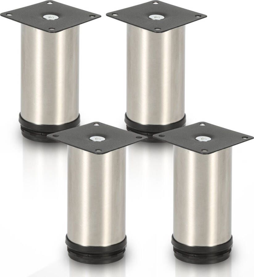 4X Meubelvoeten Plintvoeten Stelvoeten Bankvoeten Meubelvoeten Verstelbaar-Roestvrij staal-150mm
