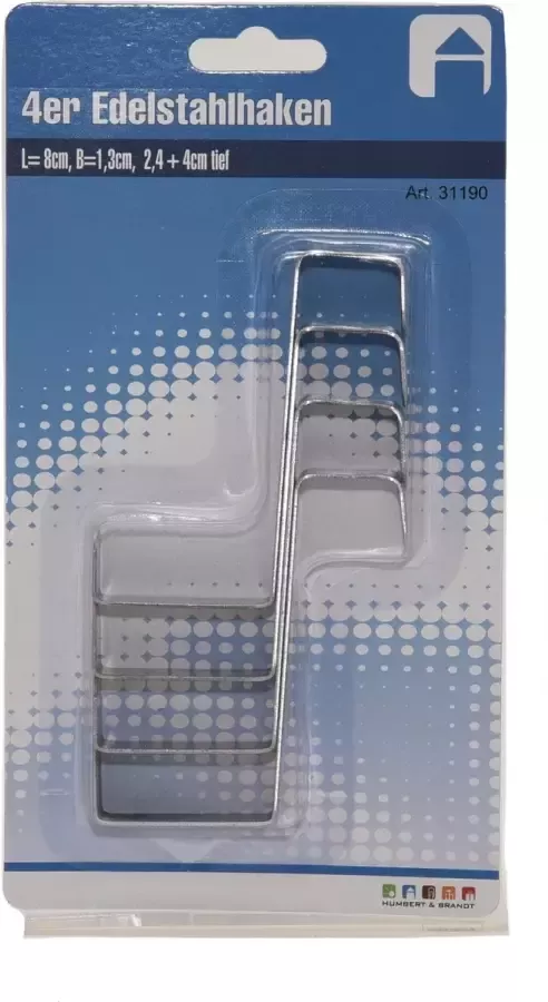 4x RVS deurhaken ophanghaken 8 x 4 cm keuken badkamer ruimtebesparende kapstokhaken