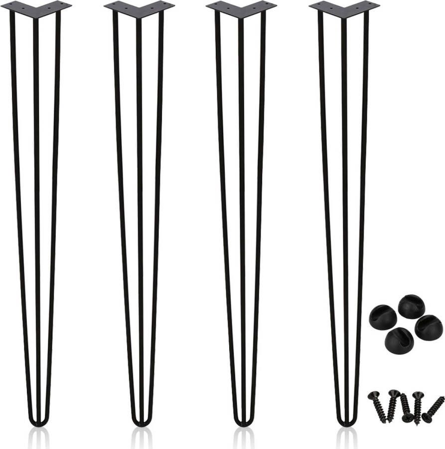 4x Tafelpoten staal Haarspeld tafelpoten Heavy Duty tafelpoten staal DIY tabel frame 3 stokjes 15cm