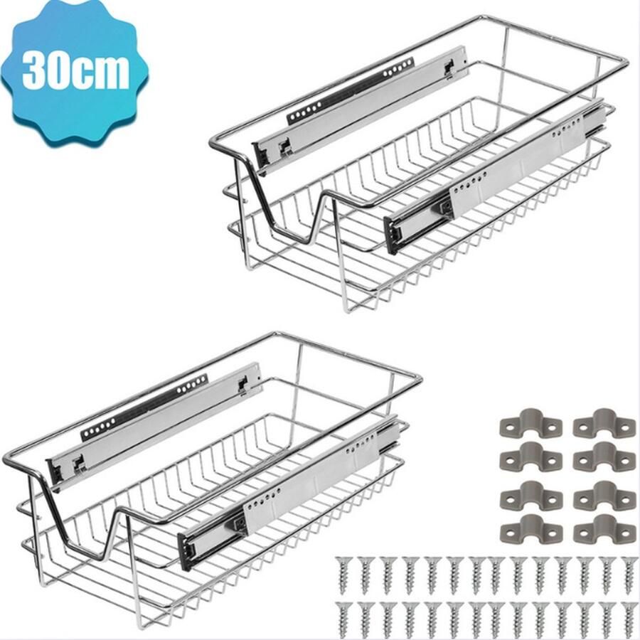 4x Telescopische lade voor keuken en slaapkamer kasten Keukenlade Schuiflade Voor 30 cm kastbreedte 215 x 445 x 135 mm