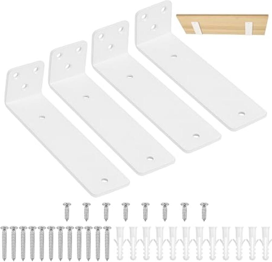 4x Wandplanken Beugels Wit 150 mm Stevige Hoeksteunen voor Plankmontage