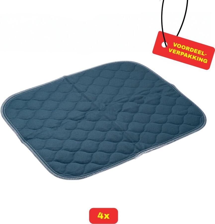 4x Wasbare stoelbeschermer Blauw- 40 x 50 cm Incontinentie onderlegger stoel of bed Voordeelverpakking!