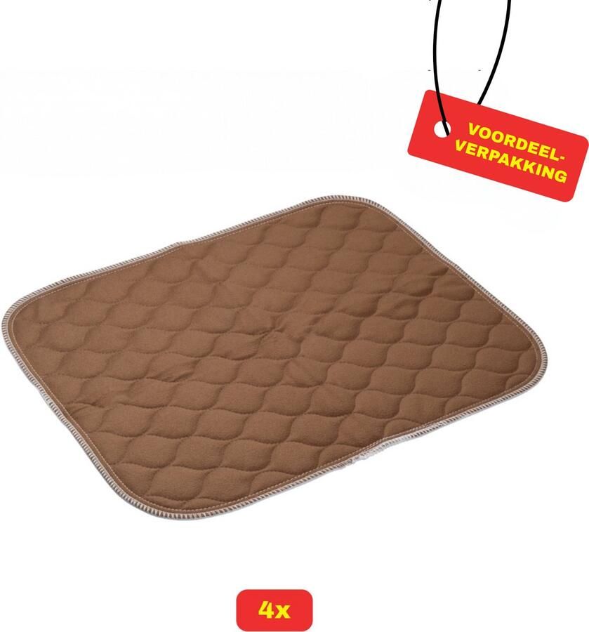 4x Wasbare stoelbeschermer Bruin- 40 x 50 cm Incontinentie onderlegger stoel of bed Voordeelverpakking!