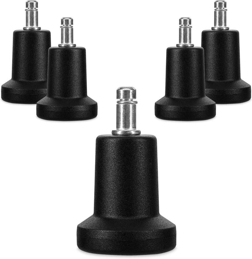 Set van 5 bureaustoel glijders 10 22 mm Ter vervanging van wieltjes 5 pootjes Zwart