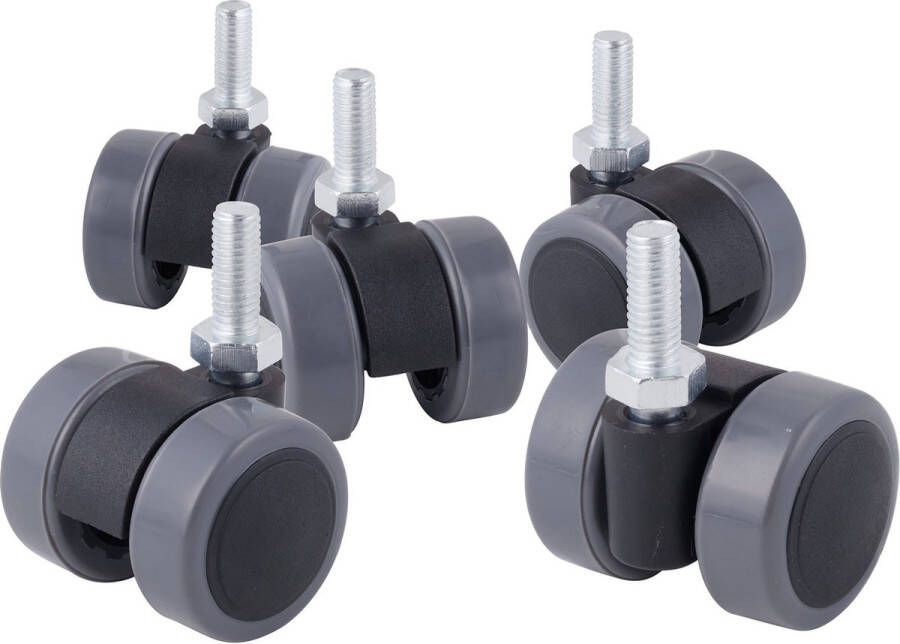 5 Bureaustoel Wieltjes 36mm Met zacht loopvlak M8x20mm 5 wielen voor bureaustoelen