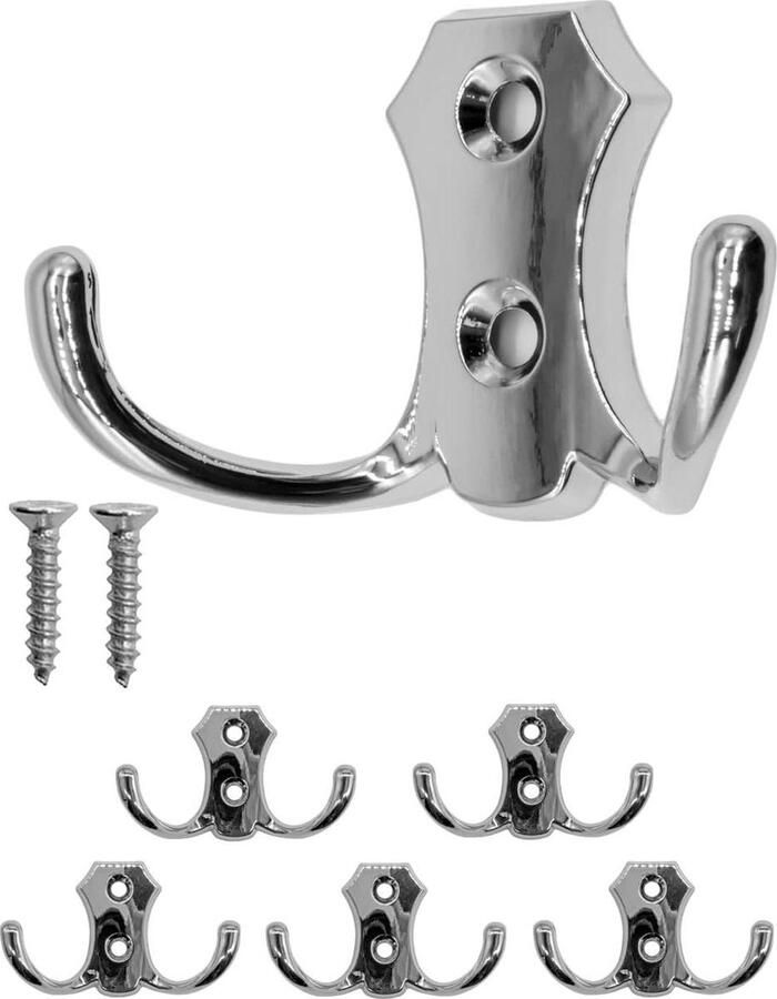 5 classic double hooks silver wardrobe hooks kitchen hooks iron design set of 5
