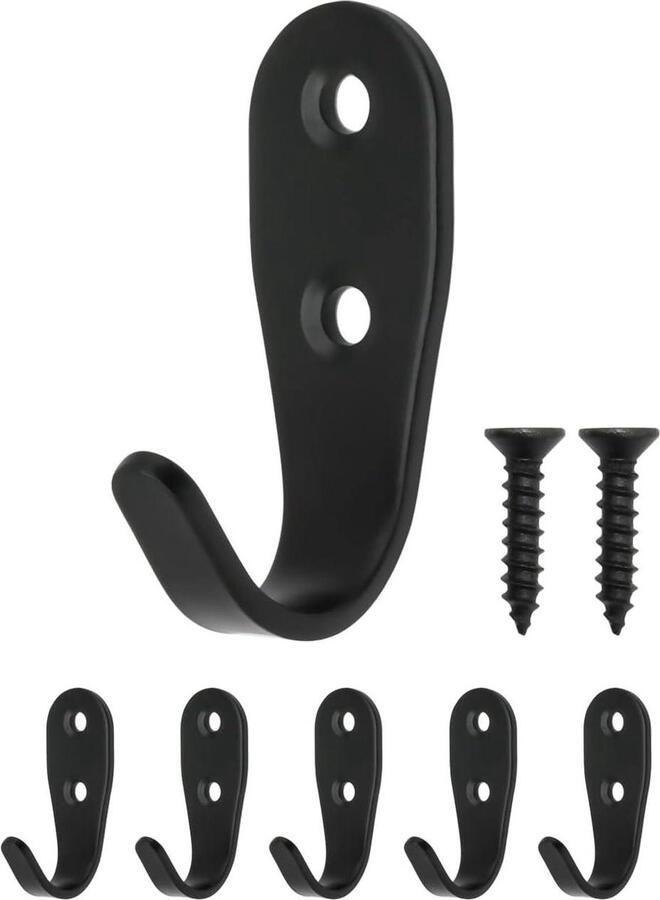 5 classic iron hooks coat hooks black (small) set of 5