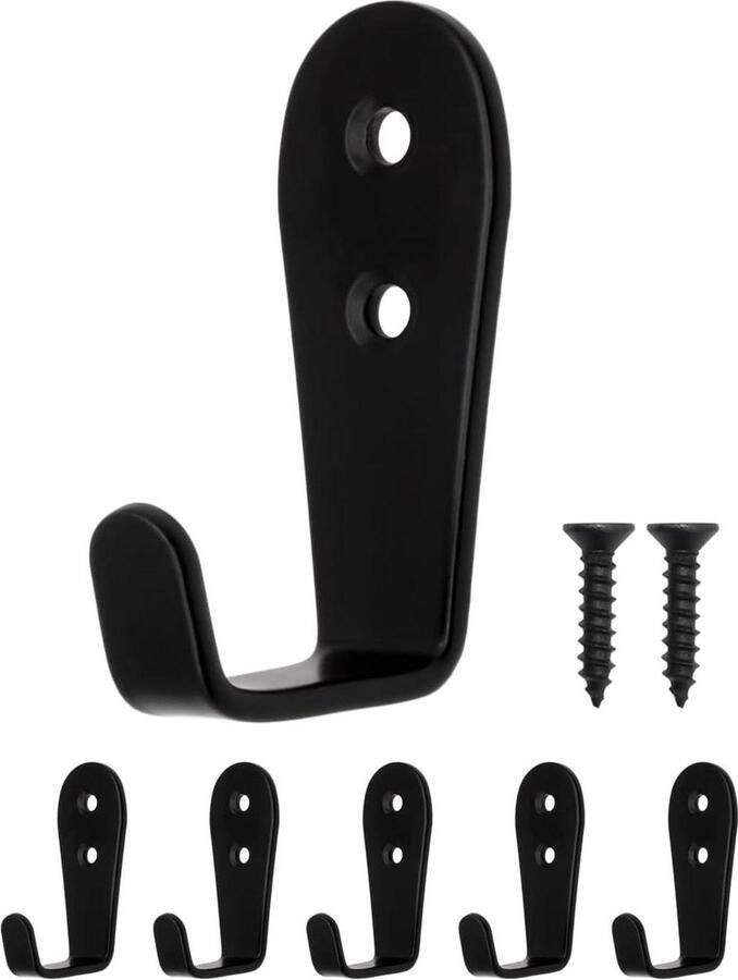 5 Classic Wardrobe Hooks Black Iron Design Set of 5 Large