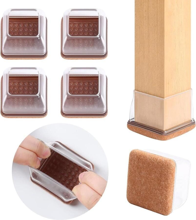 5 cm vierkant transparant meubelviltjes meubelpoten stoelpoten vloerbescherming