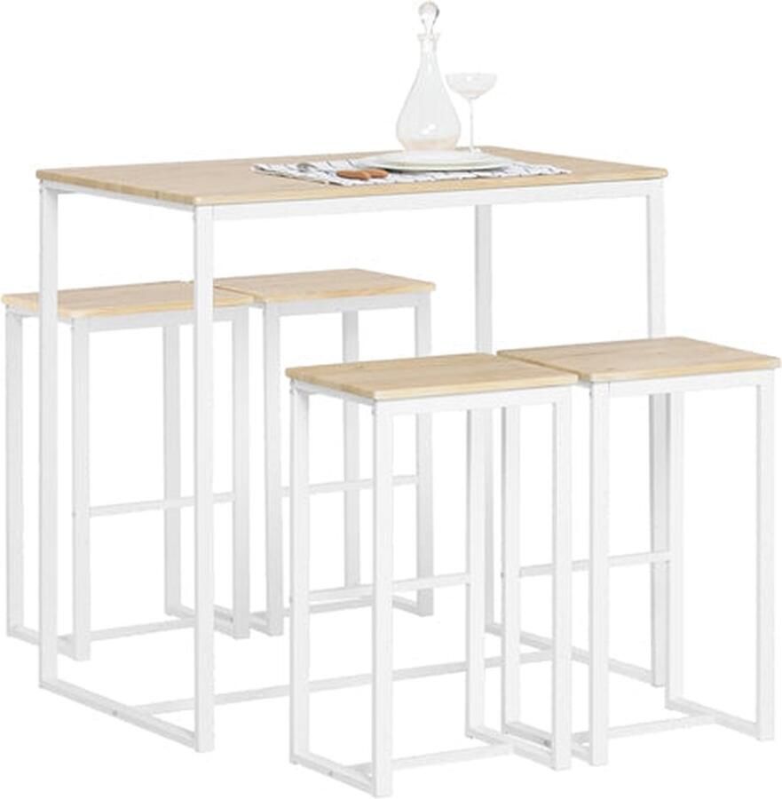 Rootz Living Rootz 5-delige bartafelset eetset keukenensemble stevig metalen frame veelzijdig gebruik binnen en buiten tafel: 100 cm x 96 cm x 60 cm krukken: 40 cm x 67 cm x 30 cm