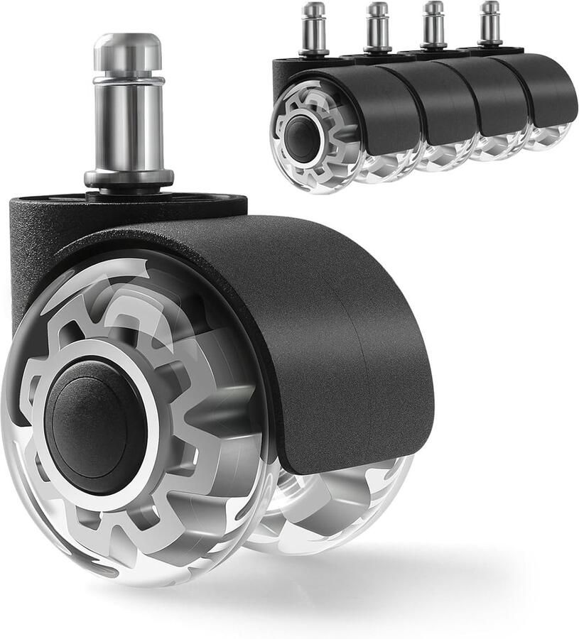 5-delige bureaustoelwielen set 11 x 22 mm voor gamingstoelen en harde vloeren parket tapijt laminaat en tegels geen krassen