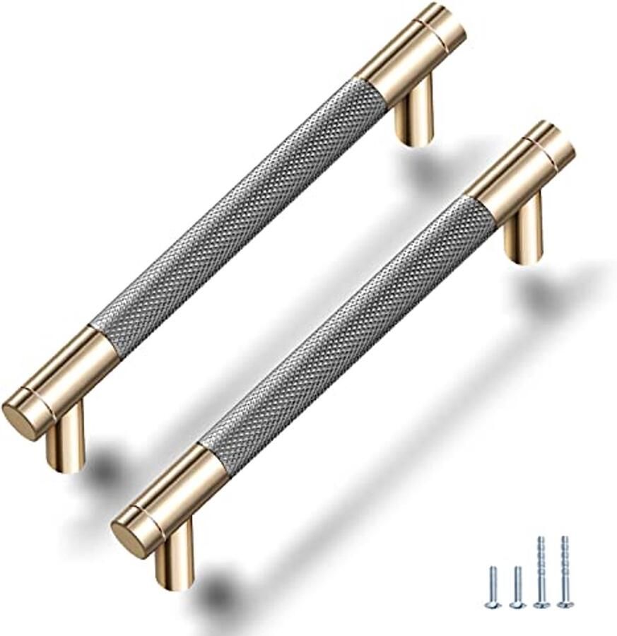 5 inch Kast Handgrepen 12 Pack Aluminium Handgrepen met Diamant Patroon en Gouden Afwerking