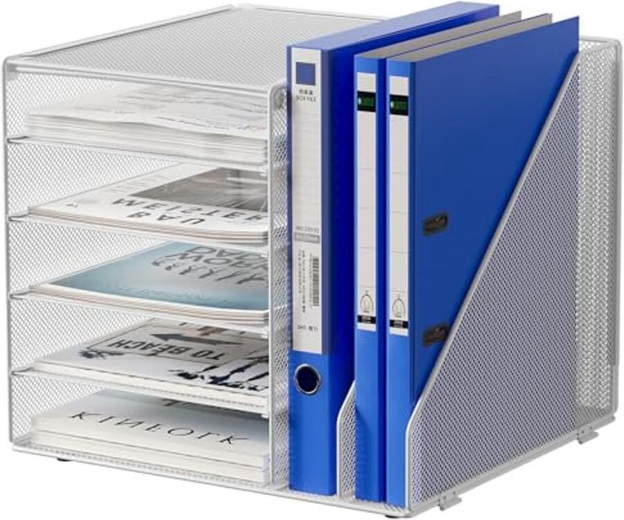 5-laags A4 Bureau Organizer Mesh Tray Papierhouder en Tijdschriftrek