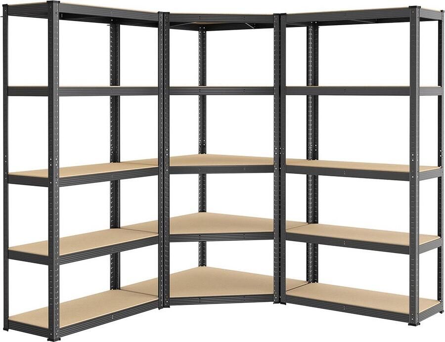 Rootz Living Rootz Corner Shelf Set Bookcase Rack Storage Organizer Steel MDF 180cm x 180cm x 180cm