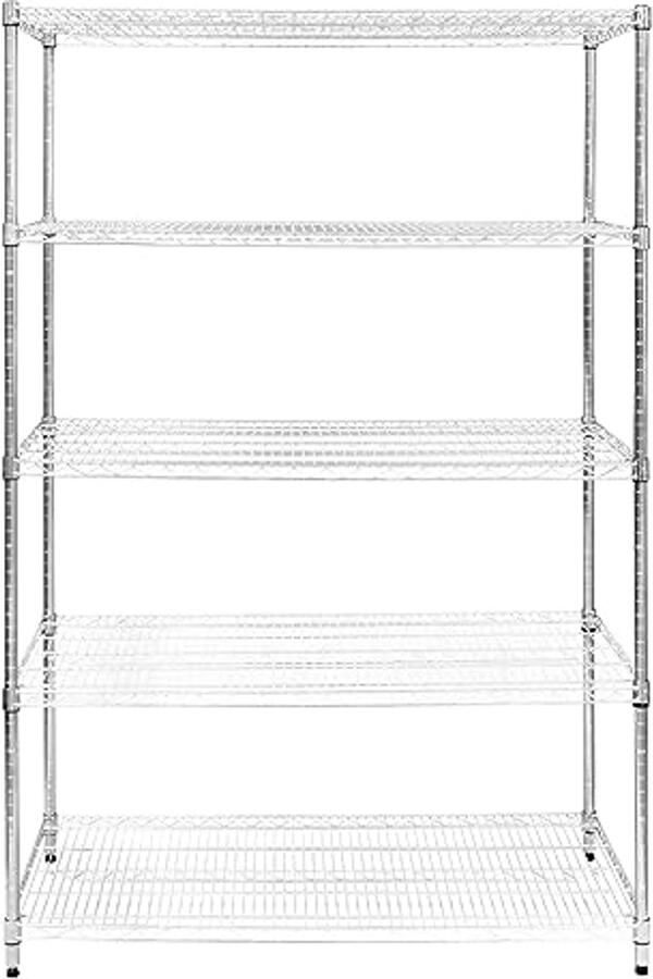 5-laags Metalen Draadrek Vrijstaand Verstelbare Planken 1000 kg Draagvermogen Voor Keuken Kantoor en Garage