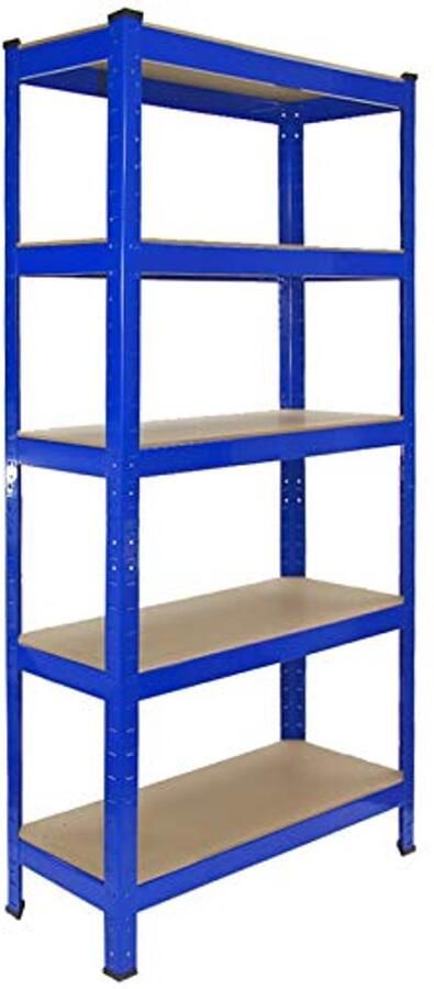 5-laags Metalen Opbergrek 75x30x150 cm Blauw Draagkracht 150 kg per Plank Ideaal voor Garage en Werkplaats