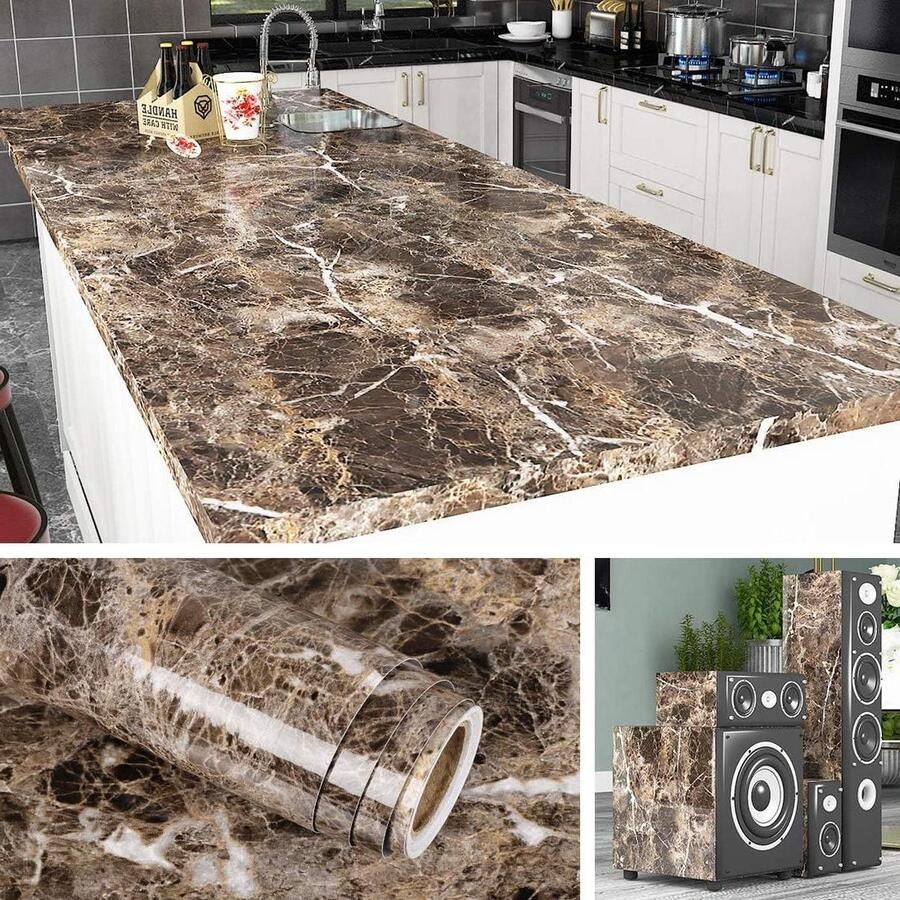5 meter x 60 cm breed marmer plakfolie meubelfolie voor keukenwerkblad en tafel zelfklevende decoratie folie