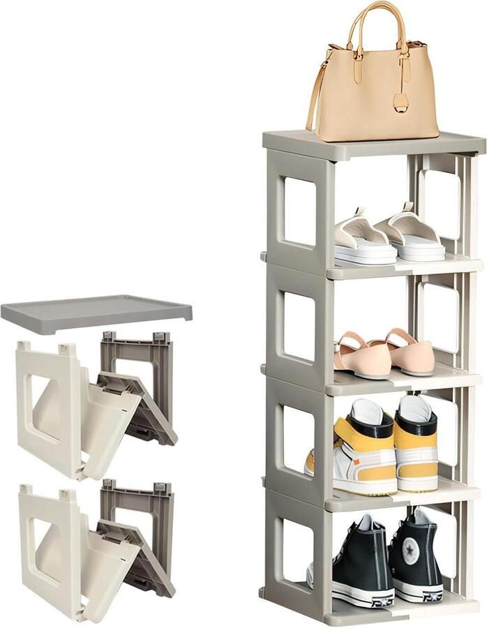 5-niveaus smal schoenenrek ruimtebesparend stapelbaar entree hal slaapkamer schoenenorganizer