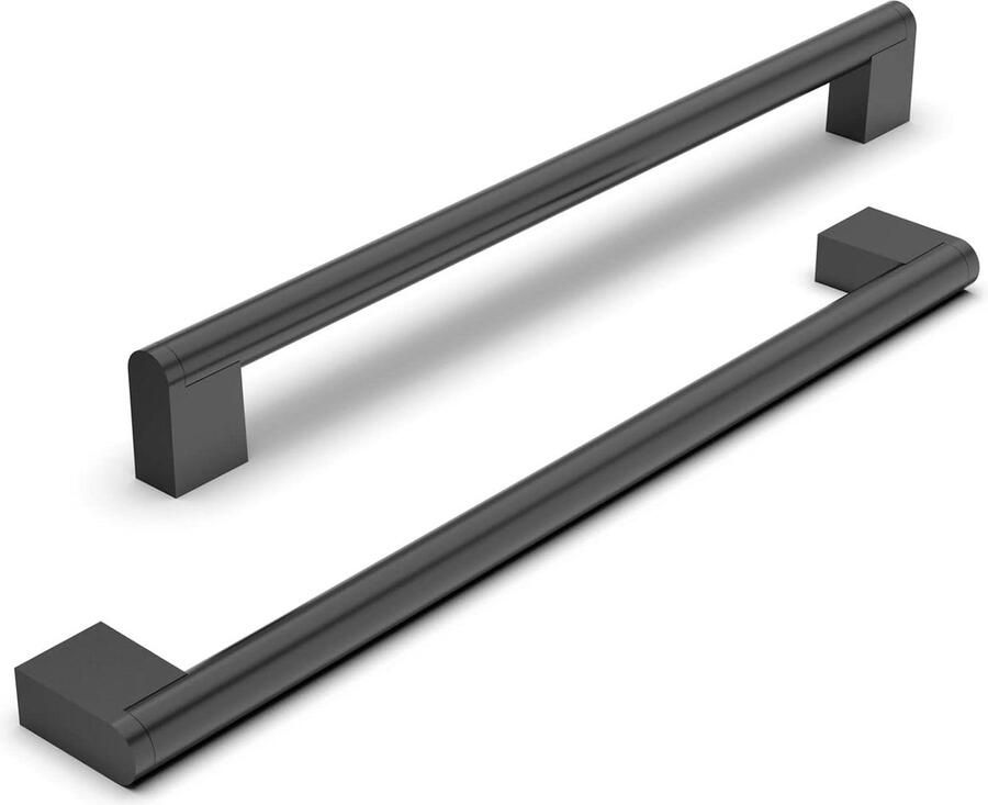 5 Pcs Cabinet Handles Hole Spacing 256 mm Stainless Steel Furniture Kitchen Cabinet Handles Matte Black