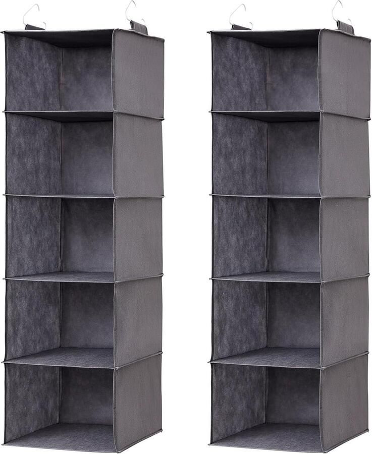 5-Planken Hangende Kast Organizer met 2 Stevige Haken Opvouwbaar en Grijs