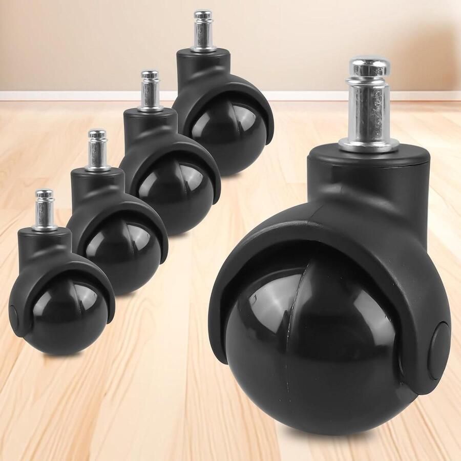 5-Set bureaustoelwielen 11 x 22 mm bureaustoelwielen harde vloeren zwart