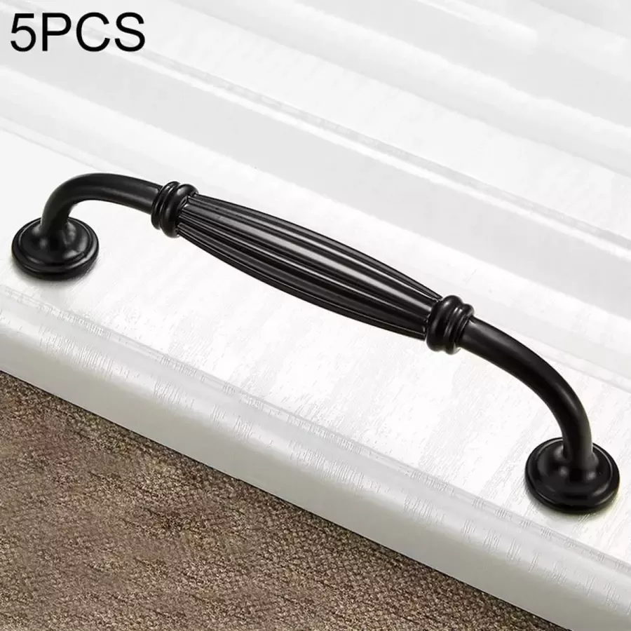 5 STKS 6064-128 Eenvoudige Kastdeur Handgreep Lade Kledingkast Zinklegering Handvat (Zwart)