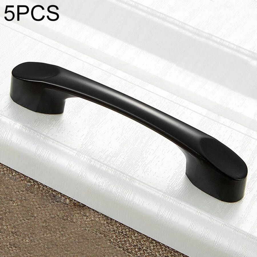5 STKS 6225A-64 Eenvoudige Kastdeur Handgreep Lade Kledingkast Zinklegering Handvat (Zwart)