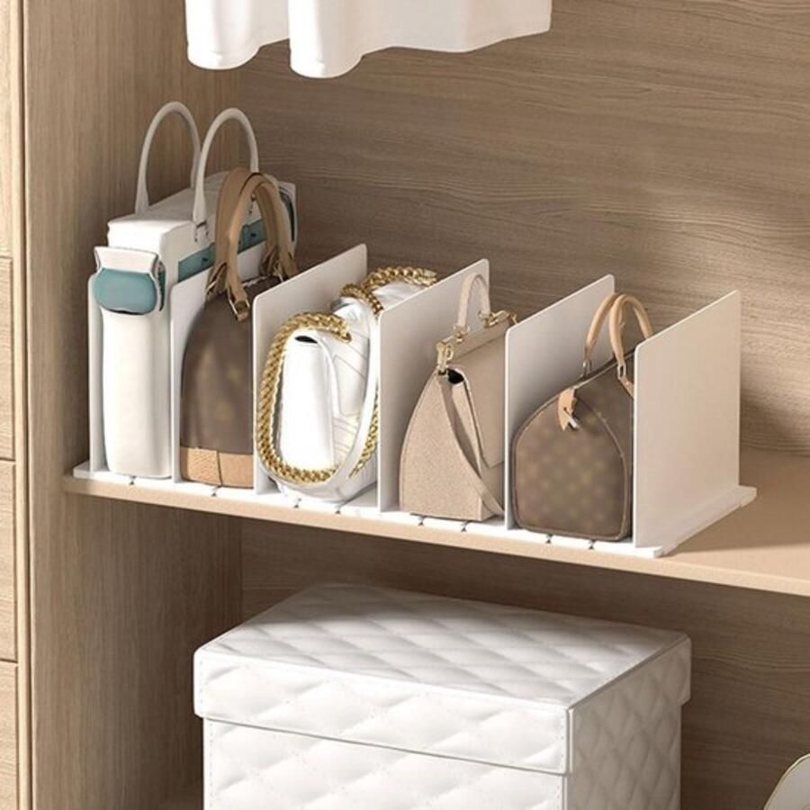 5 STKS Witte Plastic Garderobeverdelers Verstelbare Handtasopslag en Kledingorganisator voor Slaapkamer- Keuken- en Kantoorplanken