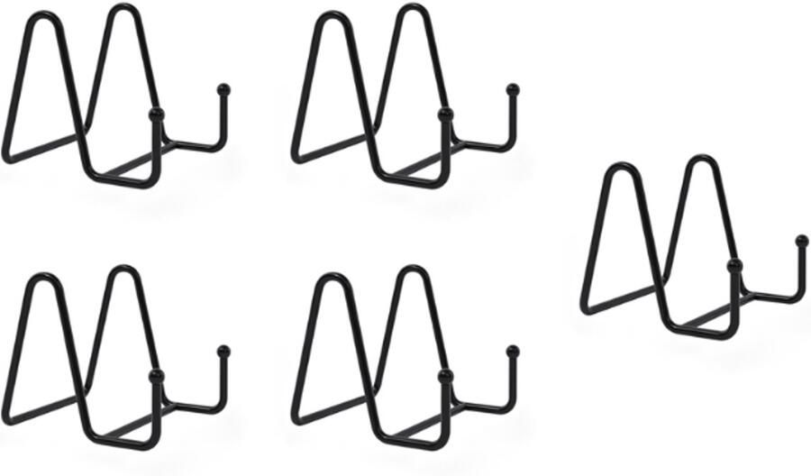 5 stuks Bordenstandaard Display Houder Sierborden Boeken Fotolijstje standaard Borden Rek Keukenkast Metaal zwart 7.6*8.3*8 cm