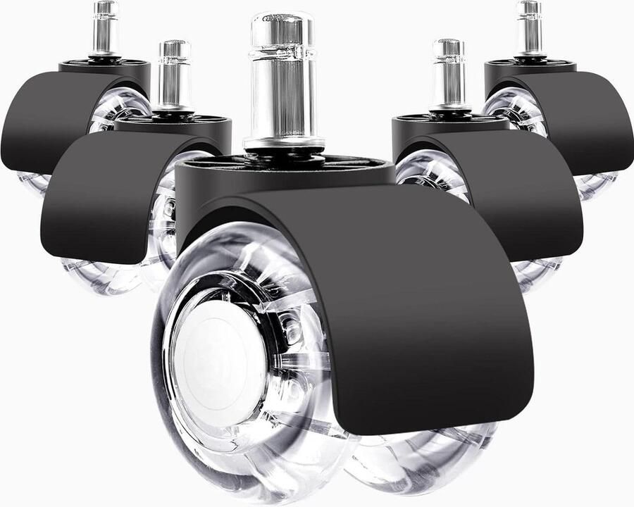 5 stuks bureaustoelwielen 11 mm x 22 mm gamingstoel design met twee stille reservewielen