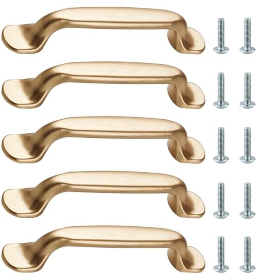 5 Stuks Gouden Meubelgrepen voor Keukenkasten en Meubels Modieuze Aluminium Handgrepen Inclusief Schroeven