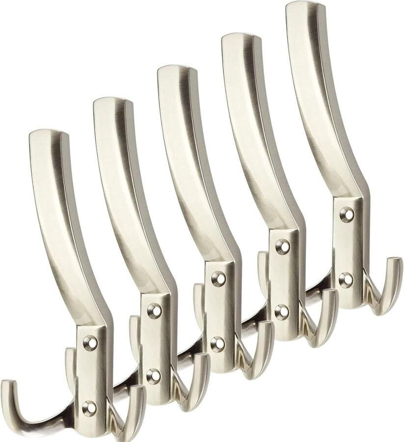 5 Stuks Kapstokhaken Lang Roestvrijstalen Afwerking- Nieuwe Solide Uitvoering Wandgarderobe- Sterk en Duurzaam